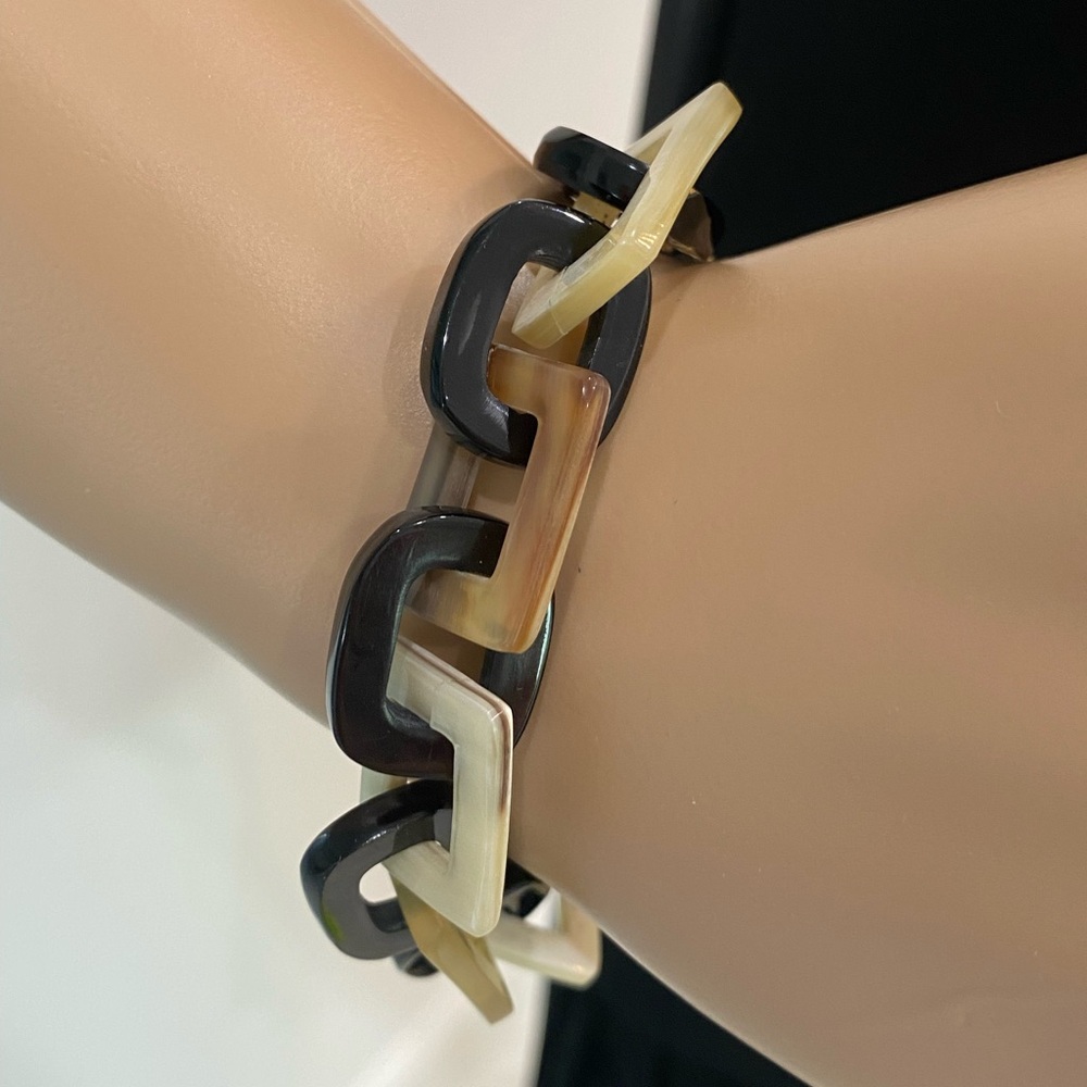 NWOT J.Crew Square Link Bracelet, Neutral Tortoise Shell, Lightweight